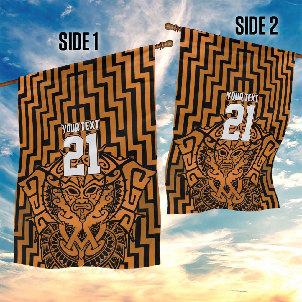 Custom Basketball New Zealand Garden Flag Gold Maori Ta Moko Indigenous - Polynesian Pride