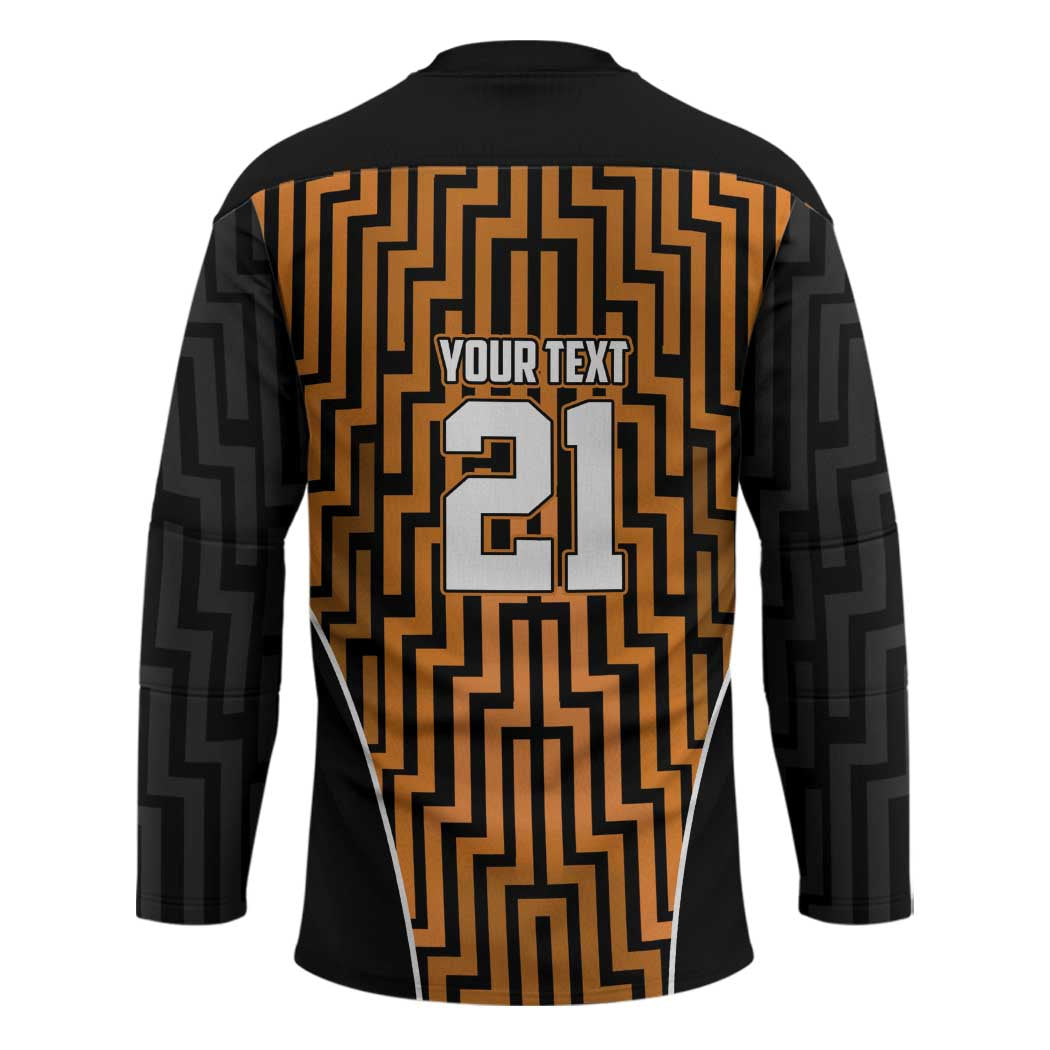 Custom Basketball New Zealand Hockey Jersey Gold Maori Ta Moko Indigenous - Polynesian Pride