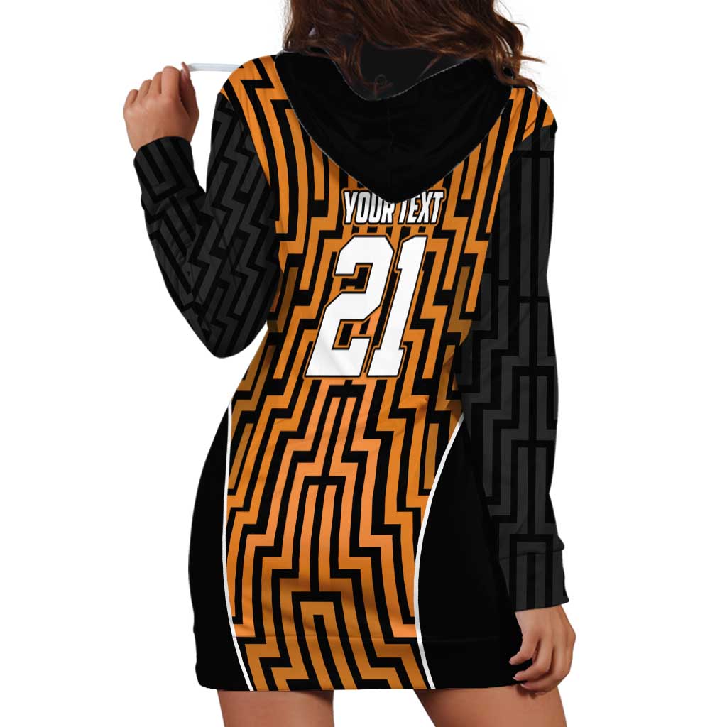 Custom Basketball New Zealand Hoodie Dress Gold Maori Ta Moko Indigenous - Polynesian Pride