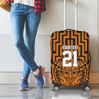 Custom Basketball New Zealand Luggage Cover Gold Maori Ta Moko Indigenous - Polynesian Pride