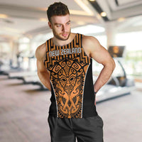 Custom Basketball New Zealand Men Tank Top Gold Maori Ta Moko Indigenous LT9 Gold - Polynesian Pride
