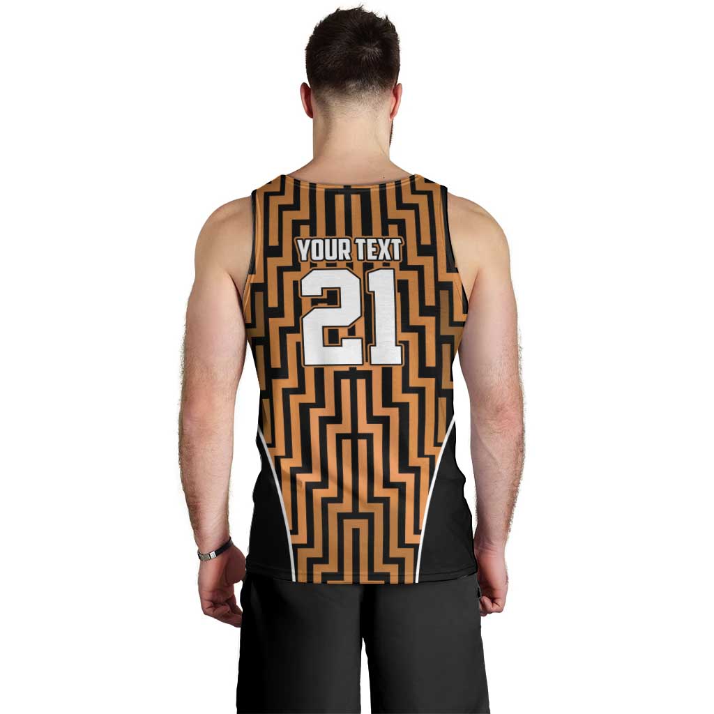 Custom Basketball New Zealand Men Tank Top Gold Maori Ta Moko Indigenous LT9 - Polynesian Pride