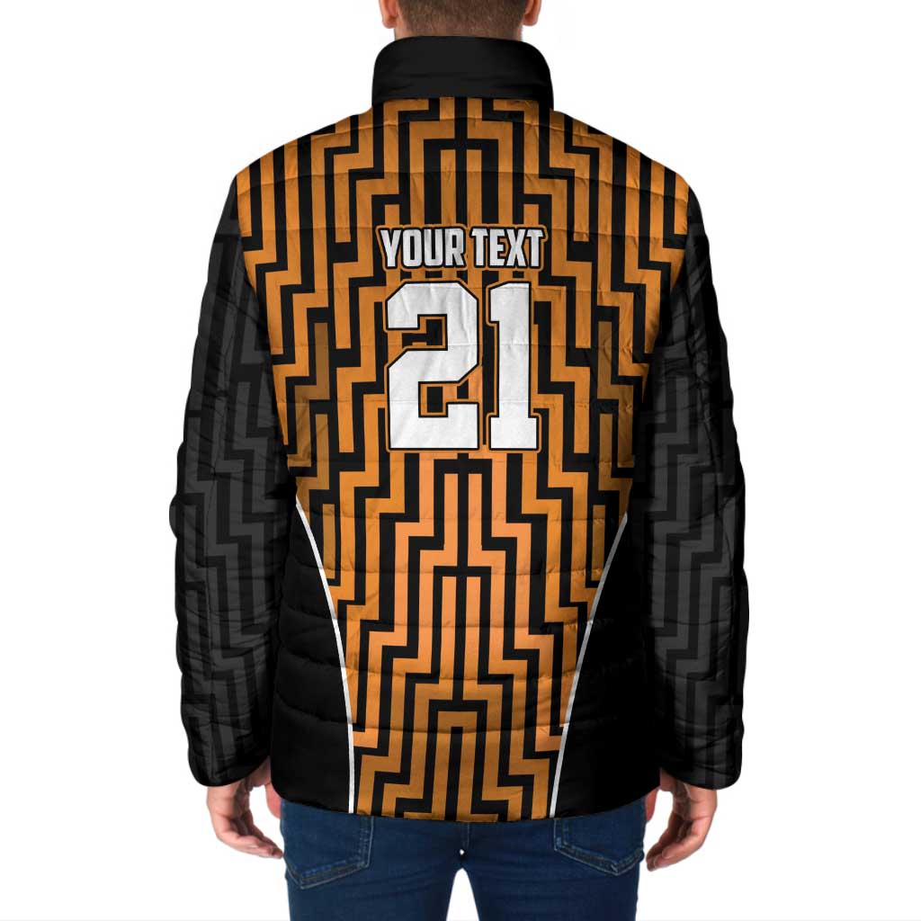 Custom Basketball New Zealand Padded Jacket Gold Maori Ta Moko Indigenous LT9 - Polynesian Pride