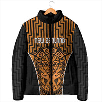 Custom Basketball New Zealand Padded Jacket Gold Maori Ta Moko Indigenous LT9 - Polynesian Pride