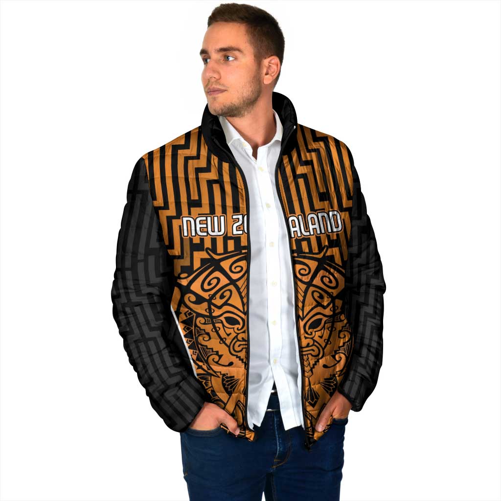Custom Basketball New Zealand Padded Jacket Gold Maori Ta Moko Indigenous LT9 - Polynesian Pride