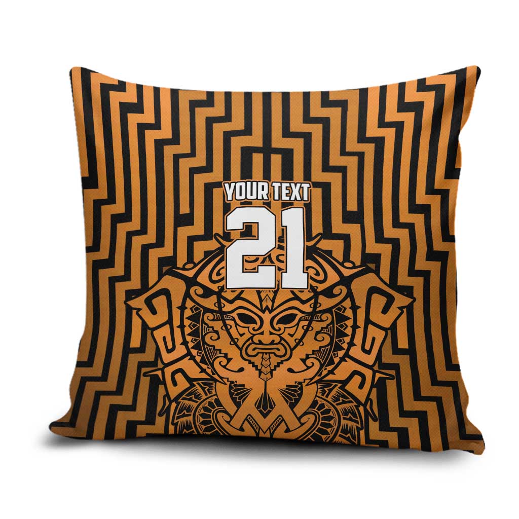 Custom Basketball New Zealand Pillow Cover Gold Maori Ta Moko Indigenous - Polynesian Pride