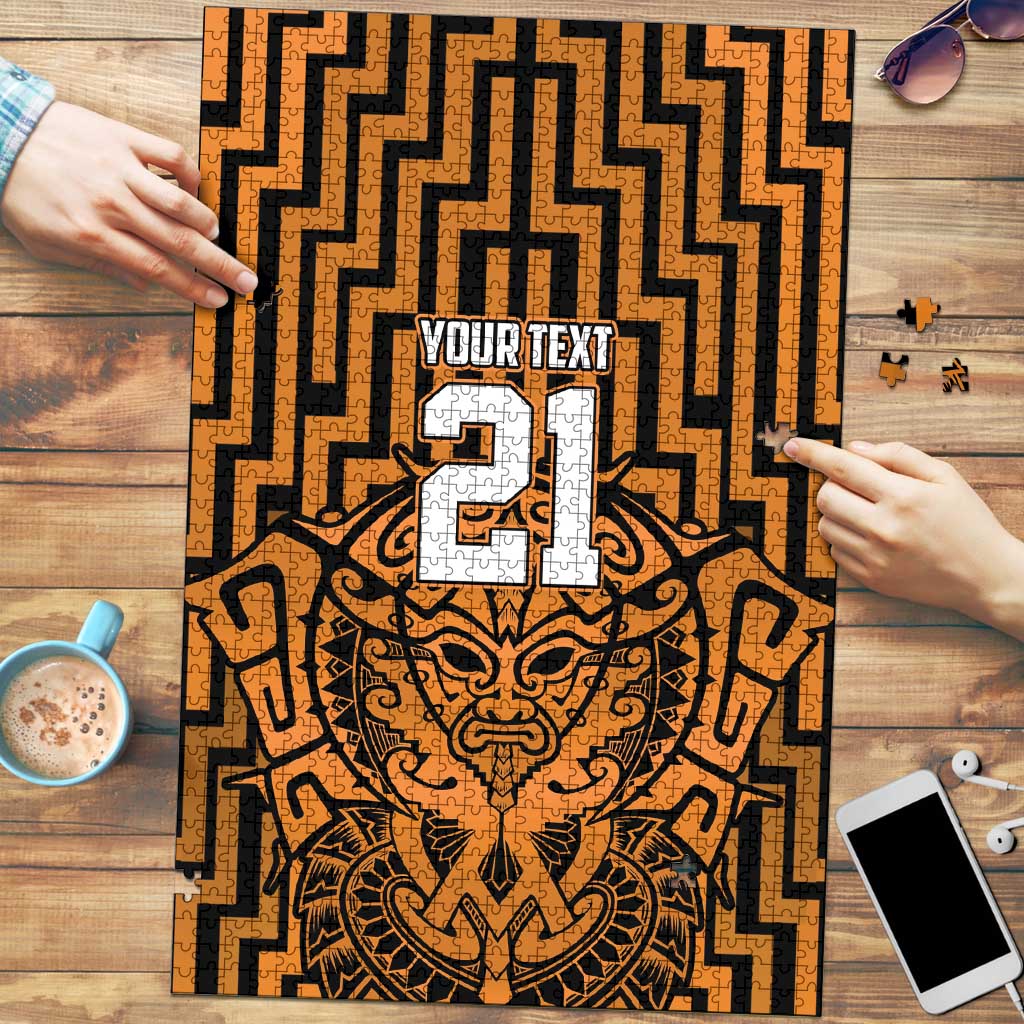 Custom Basketball New Zealand Puzzle Gold Maori Ta Moko Indigenous LT9 Gold - Polynesian Pride