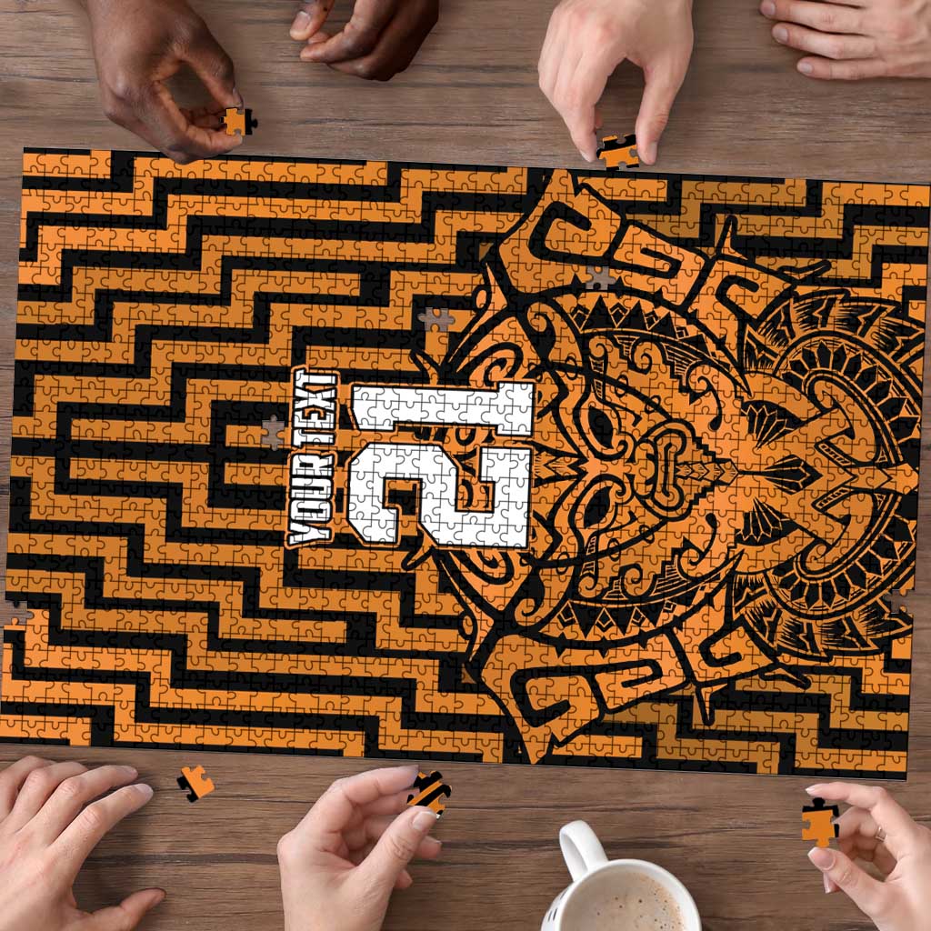 Custom Basketball New Zealand Puzzle Gold Maori Ta Moko Indigenous LT9 - Polynesian Pride