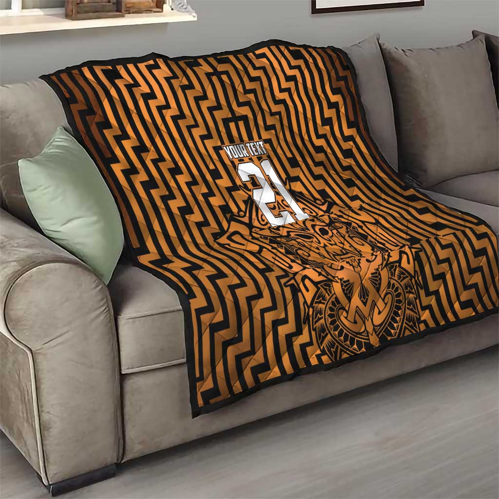 Custom Basketball New Zealand Quilt Gold Maori Ta Moko Indigenous - Polynesian Pride