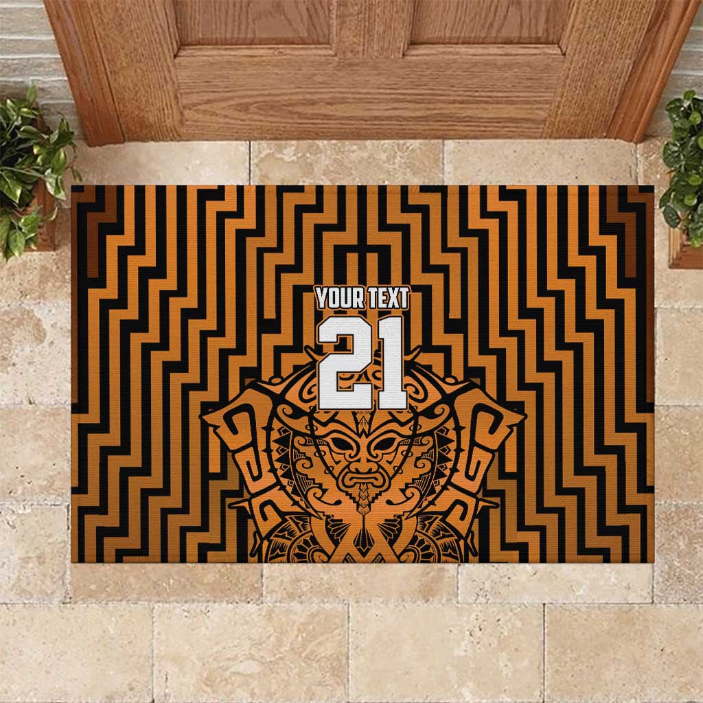 Custom Basketball New Zealand Rubber Doormat Gold Maori Ta Moko Indigenous LT9 Gold - Polynesian Pride