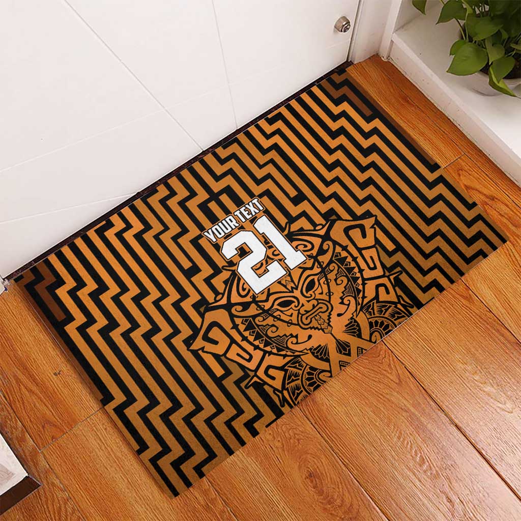 Custom Basketball New Zealand Rubber Doormat Gold Maori Ta Moko Indigenous LT9 - Polynesian Pride