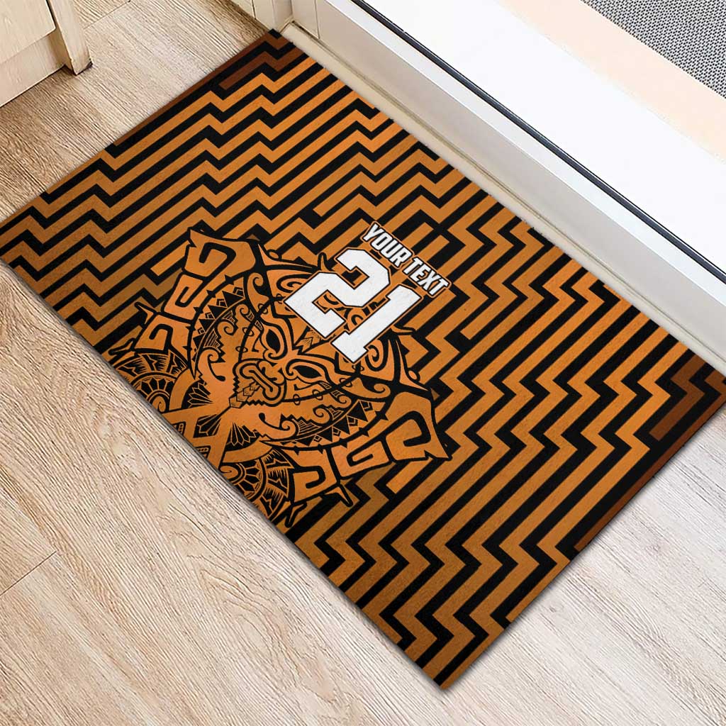 Custom Basketball New Zealand Rubber Doormat Gold Maori Ta Moko Indigenous LT9 - Polynesian Pride