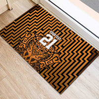 Custom Basketball New Zealand Rubber Doormat Gold Maori Ta Moko Indigenous LT9 - Polynesian Pride
