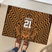 Custom Basketball New Zealand Rubber Doormat Gold Maori Ta Moko Indigenous LT9 - Polynesian Pride