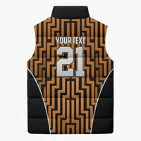 Custom Basketball New Zealand Sleeveless Puffer Jacket Gold Maori Ta Moko Indigenous LT9 - Polynesian Pride