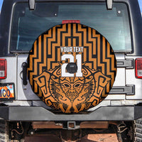 Custom Basketball New Zealand Spare Tire Cover Gold Maori Ta Moko Indigenous - Polynesian Pride
