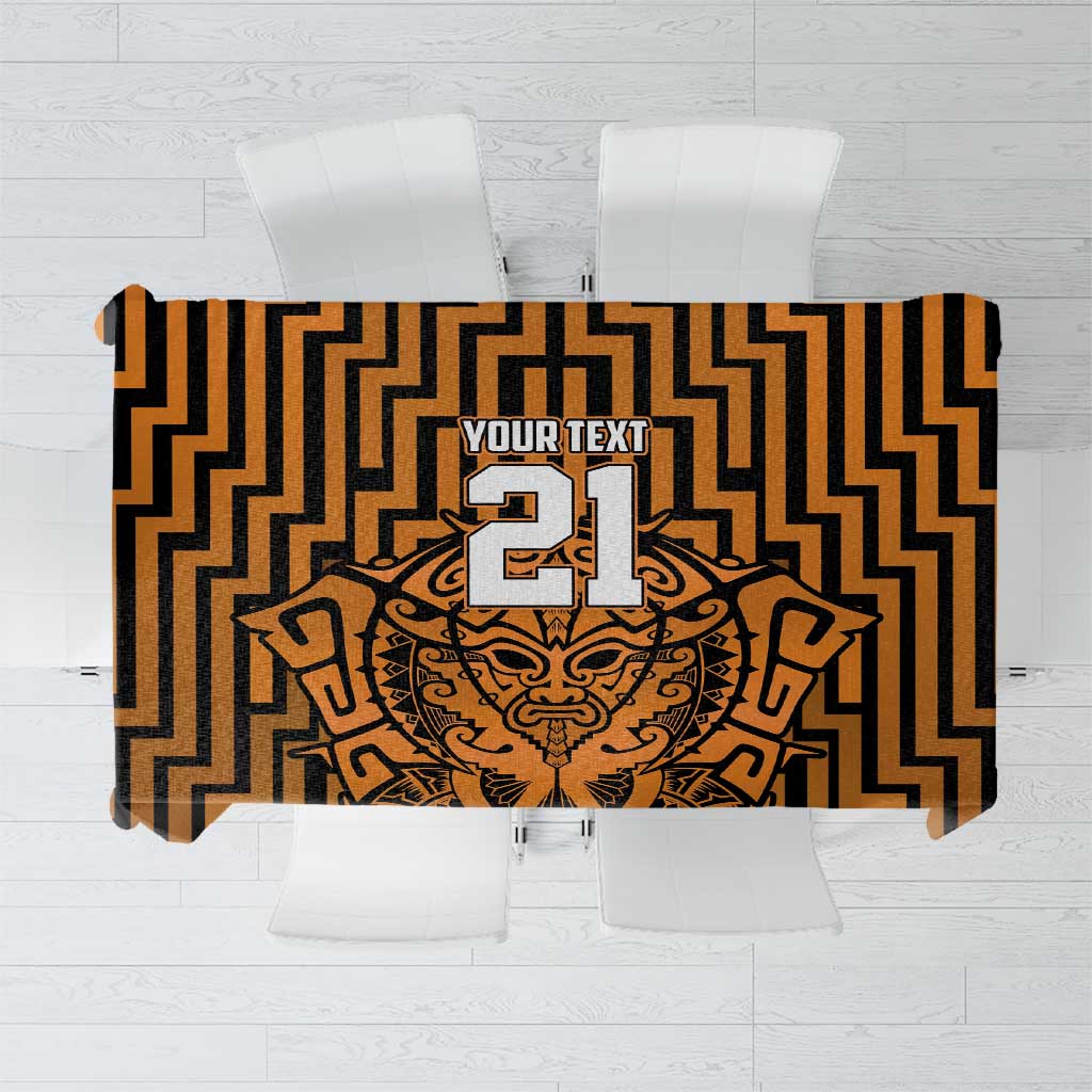 Custom Basketball New Zealand Tablecloth Gold Maori Ta Moko Indigenous LT9 Gold - Polynesian Pride