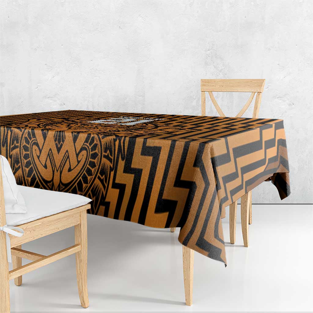 Custom Basketball New Zealand Tablecloth Gold Maori Ta Moko Indigenous LT9 - Polynesian Pride