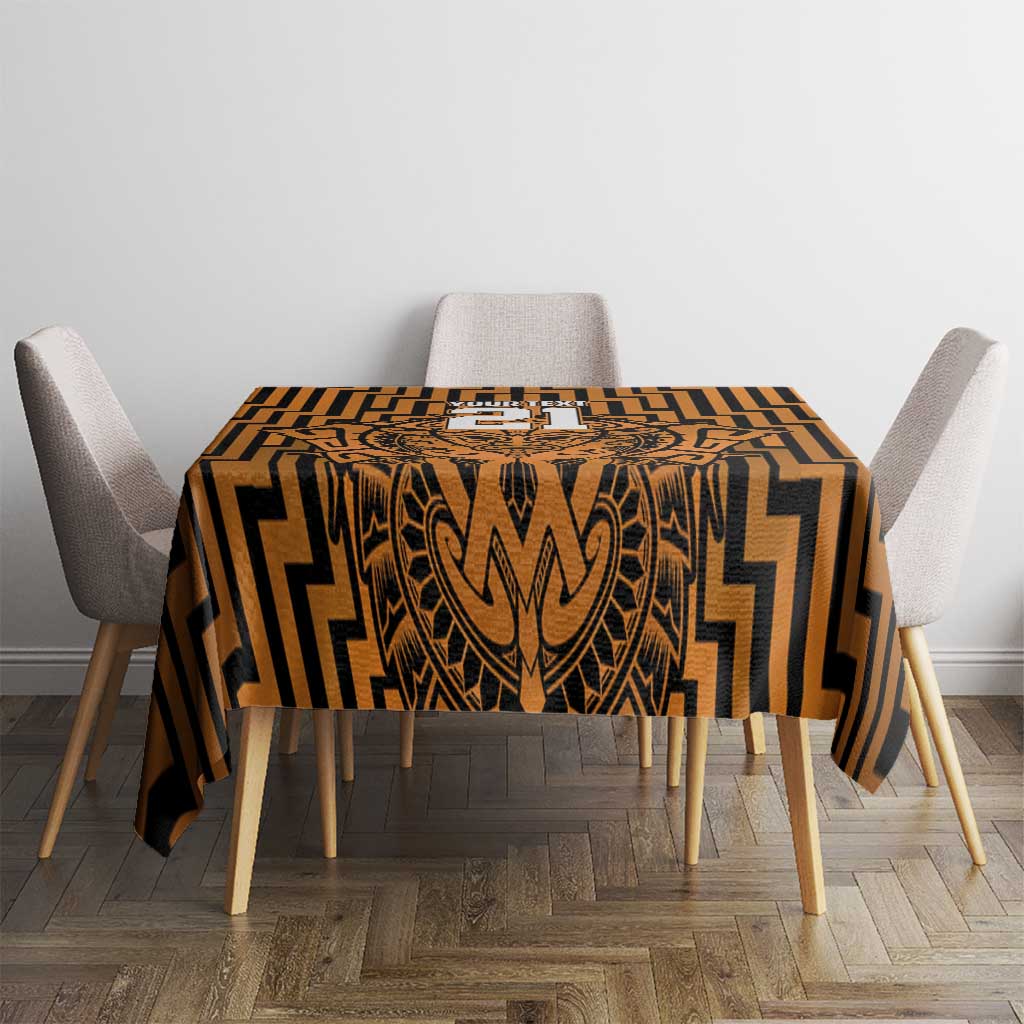 Custom Basketball New Zealand Tablecloth Gold Maori Ta Moko Indigenous LT9 - Polynesian Pride
