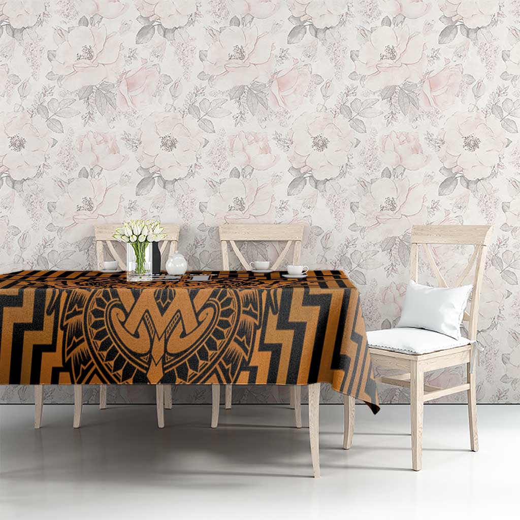 Custom Basketball New Zealand Tablecloth Gold Maori Ta Moko Indigenous LT9 - Polynesian Pride