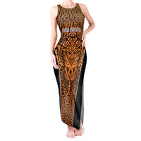 Custom Basketball New Zealand Tank Maxi Dress Gold Maori Ta Moko Indigenous - Polynesian Pride