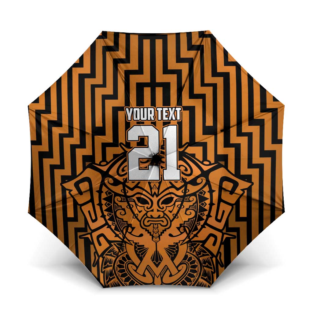 Custom Basketball New Zealand Umbrella Gold Maori Ta Moko Indigenous - Polynesian Pride