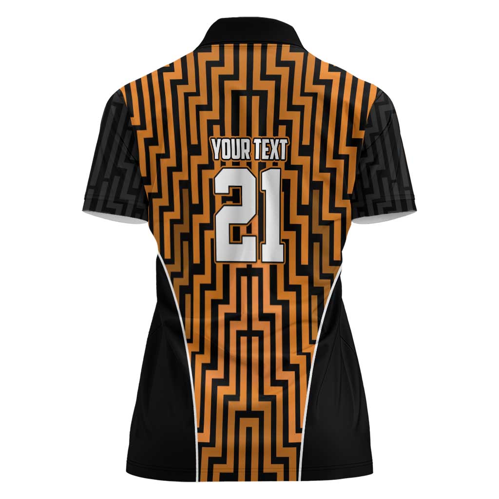 Custom Basketball New Zealand Women Polo Shirt Gold Maori Ta Moko Indigenous - Polynesian Pride
