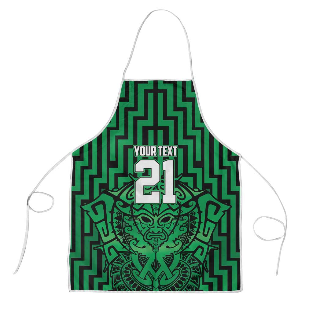 Custom Basketball New Zealand Apron Green Maori Ta Moko Indigenous - Polynesian Pride