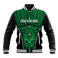 Custom Basketball New Zealand Baseball Jacket Green Maori Ta Moko Indigenous LT9 Unisex Green - Polynesian Pride