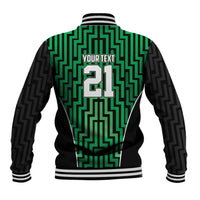 Custom Basketball New Zealand Baseball Jacket Green Maori Ta Moko Indigenous LT9 - Polynesian Pride
