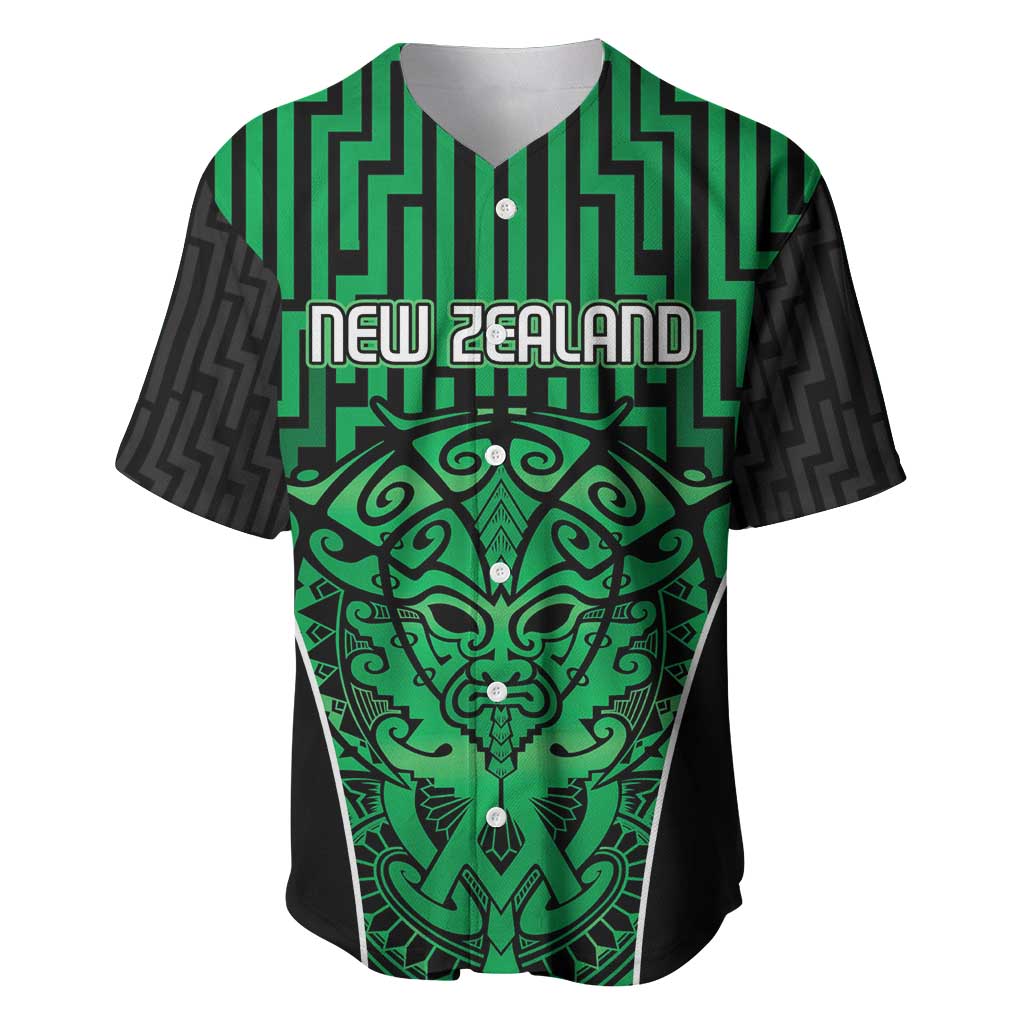 Custom Basketball New Zealand Baseball Jersey Green Maori Ta Moko Indigenous - Polynesian Pride