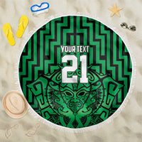 Custom Basketball New Zealand Beach Blanket Green Maori Ta Moko Indigenous LT9 One Size 150cm Green - Polynesian Pride