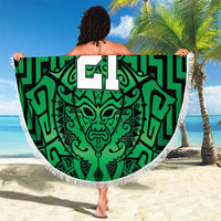Custom Basketball New Zealand Beach Blanket Green Maori Ta Moko Indigenous LT9 - Polynesian Pride