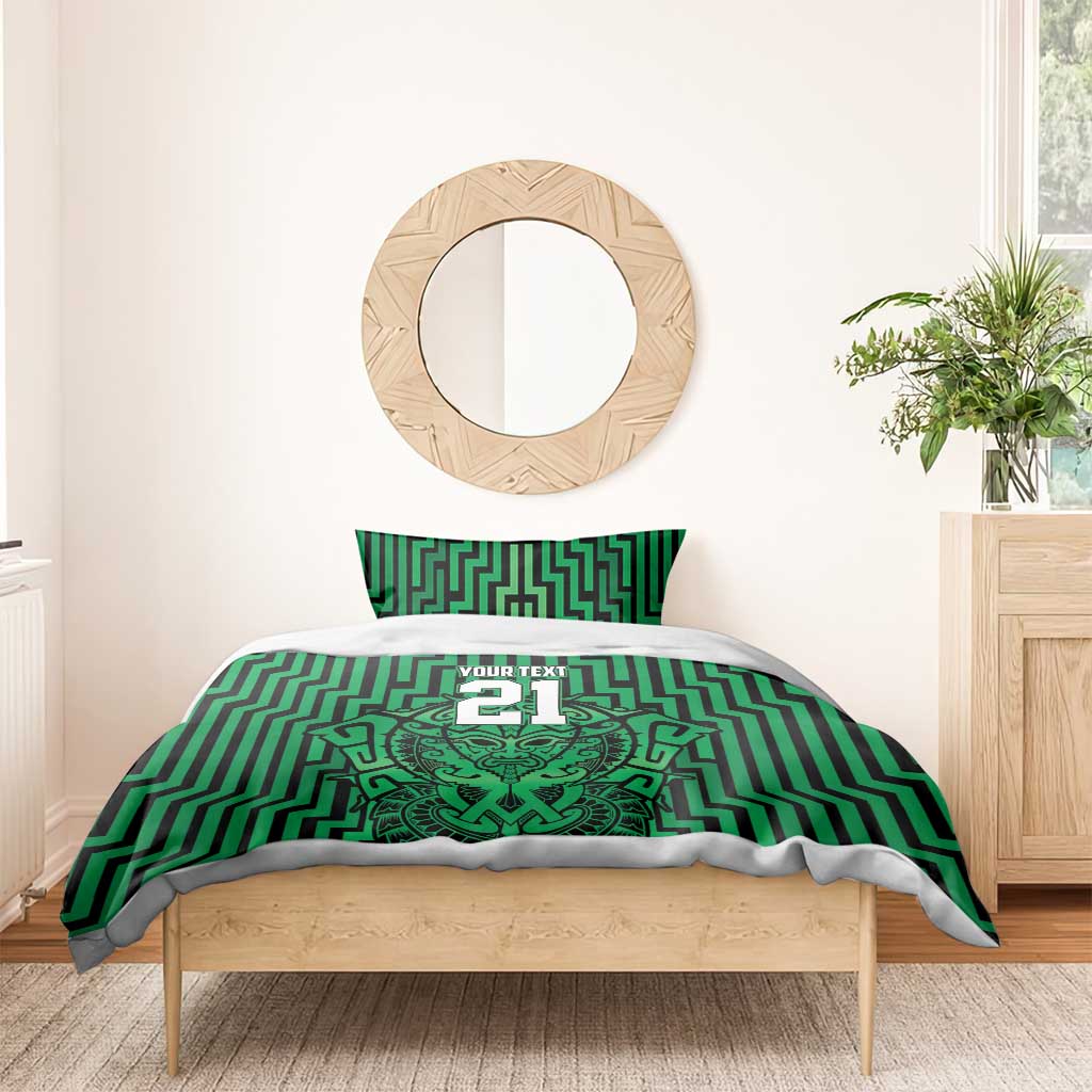 Custom Basketball New Zealand Bedding Set Green Maori Ta Moko Indigenous - Polynesian Pride