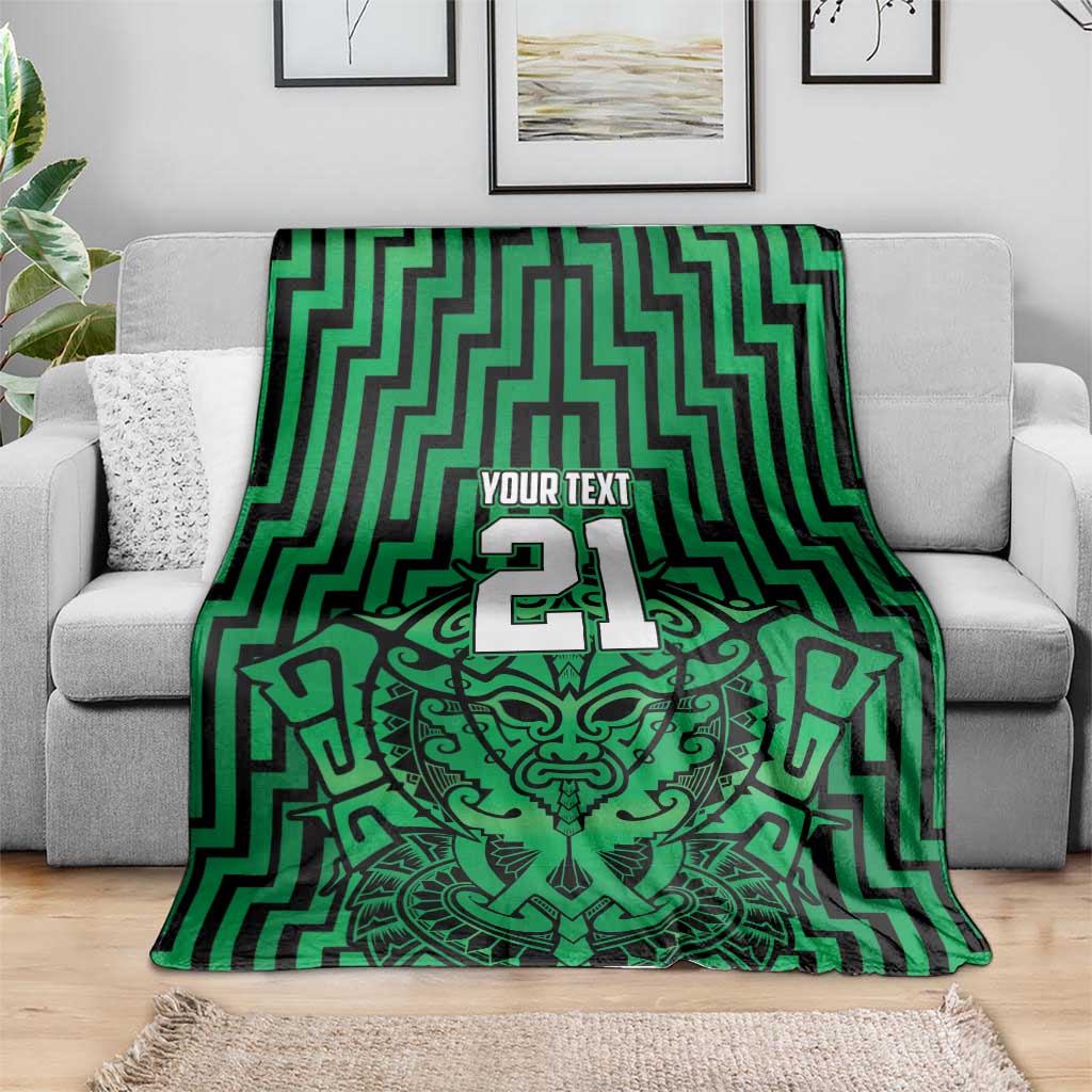 Custom Basketball New Zealand Blanket Green Maori Ta Moko Indigenous - Polynesian Pride