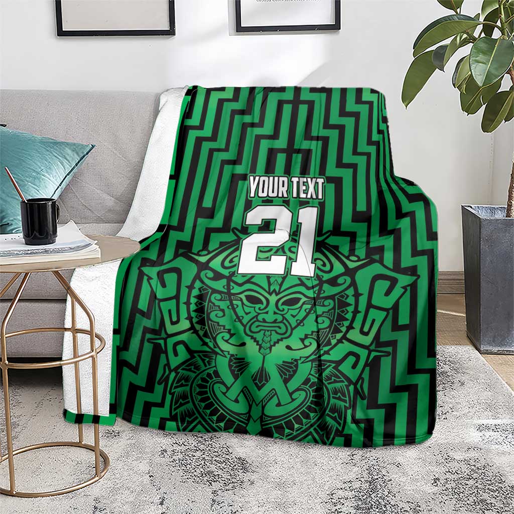 Custom Basketball New Zealand Blanket Green Maori Ta Moko Indigenous - Polynesian Pride