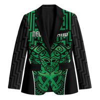 Custom Basketball New Zealand Blazer Green Maori Ta Moko Indigenous - Polynesian Pride