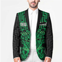 Custom Basketball New Zealand Blazer Green Maori Ta Moko Indigenous - Polynesian Pride
