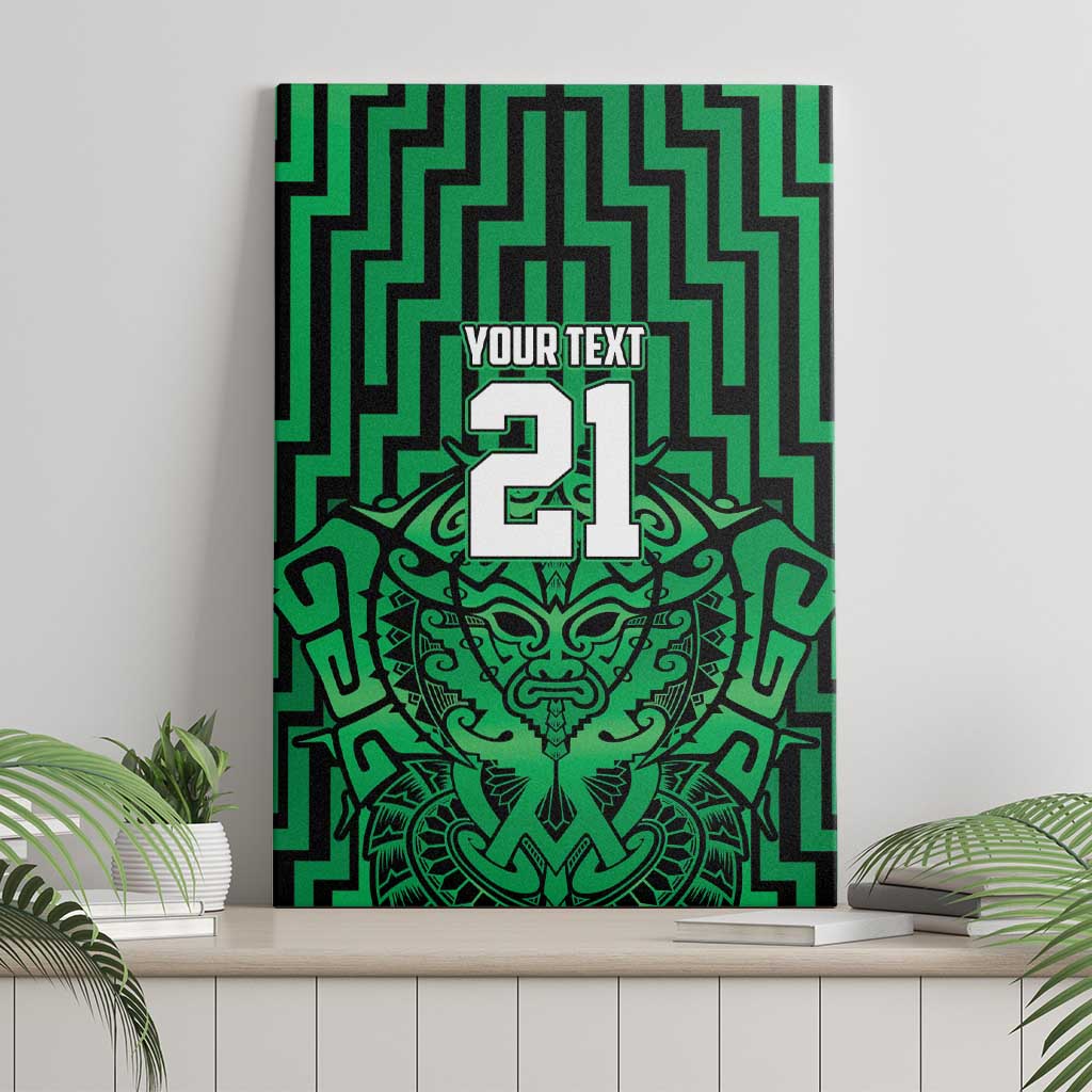 Custom Basketball New Zealand Canvas Wall Art Green Maori Ta Moko Indigenous LT9 - Polynesian Pride