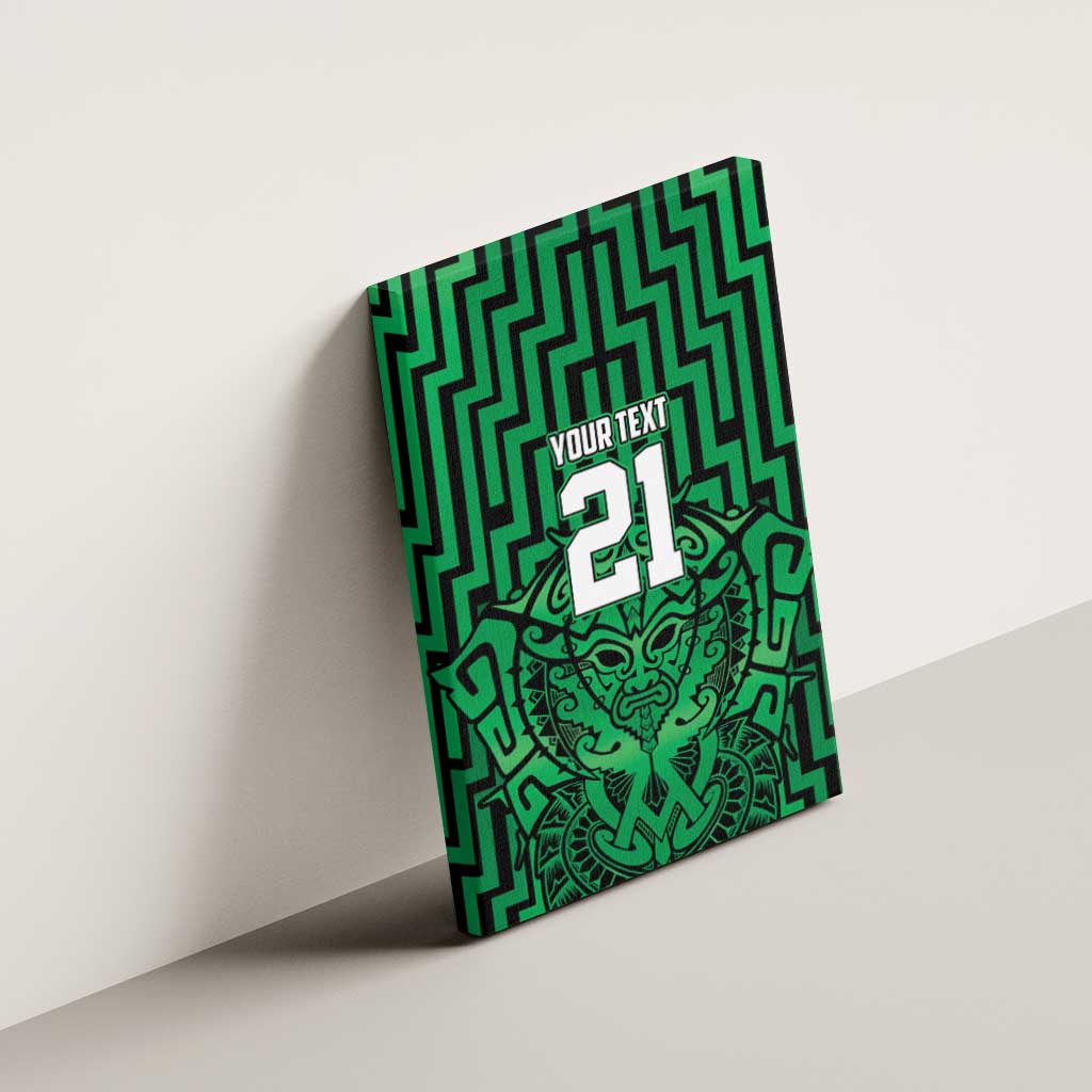 Custom Basketball New Zealand Canvas Wall Art Green Maori Ta Moko Indigenous LT9 - Polynesian Pride