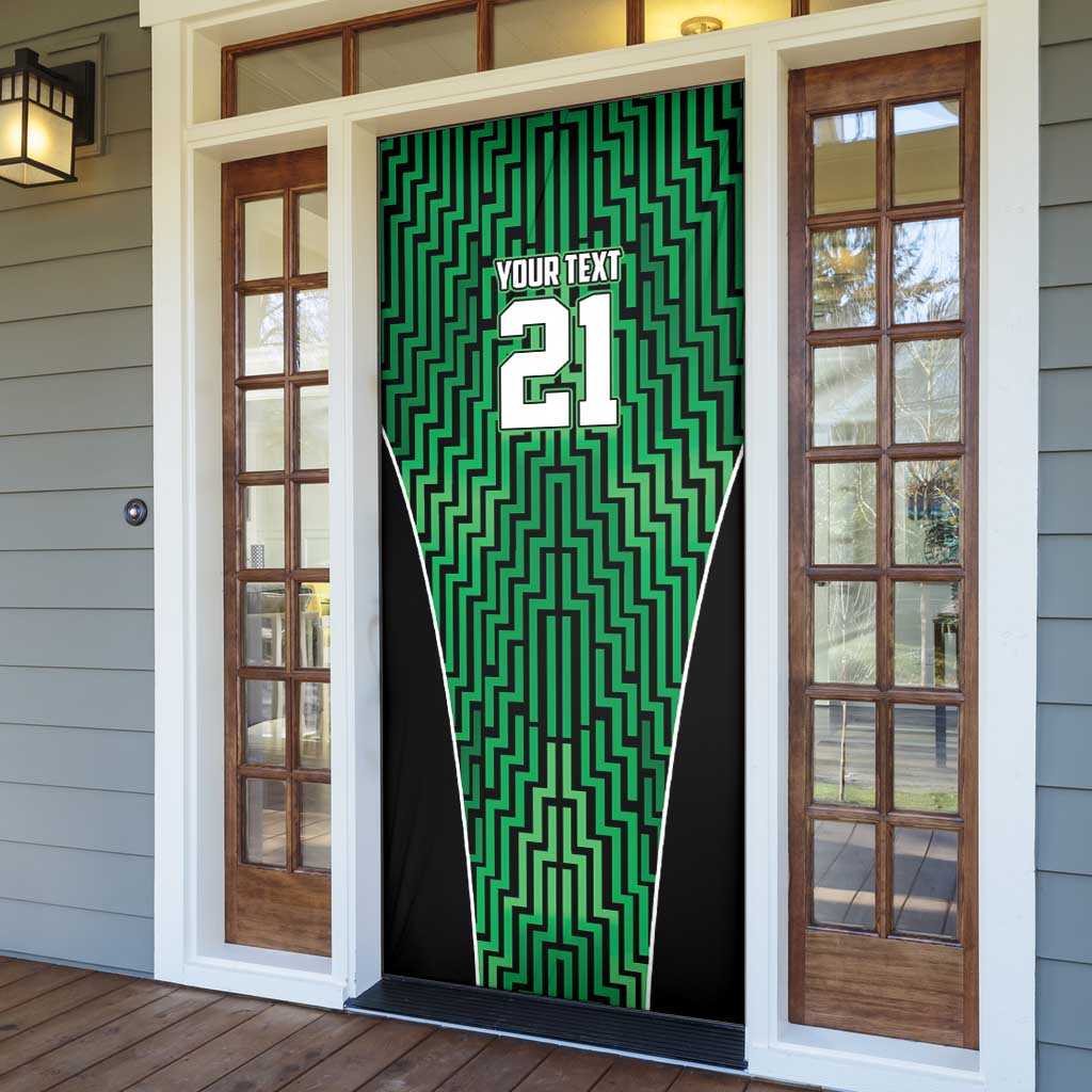 Custom Basketball New Zealand Door Cover Green Maori Ta Moko Indigenous - Polynesian Pride