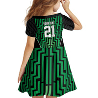 Custom Basketball New Zealand Family Matching Off The Shoulder Long Sleeve Dress and Hawaiian Shirt Green Maori Ta Moko Indigenous - Polynesian Pride