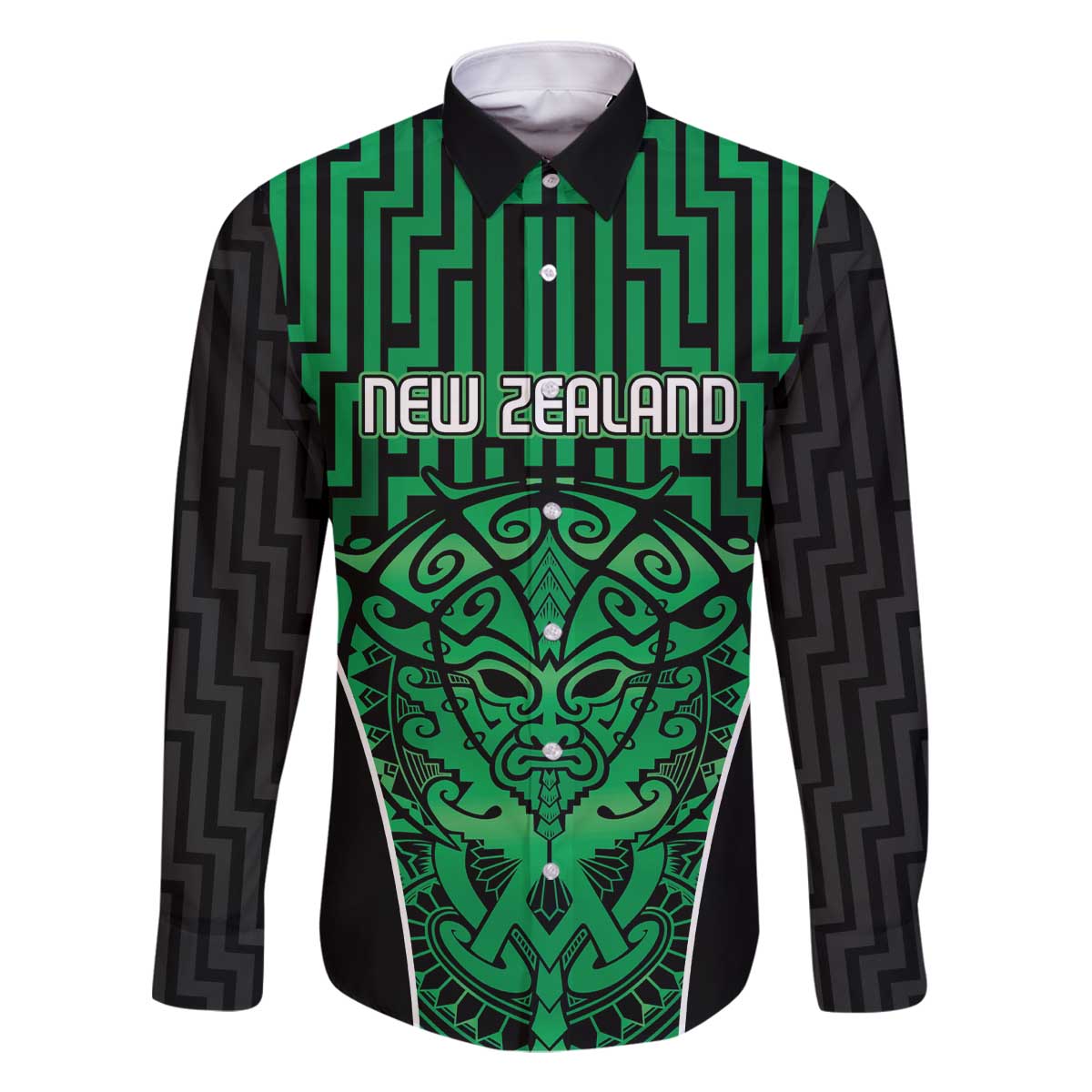 Custom Basketball New Zealand Family Matching Off The Shoulder Long Sleeve Dress and Hawaiian Shirt Green Maori Ta Moko Indigenous - Polynesian Pride