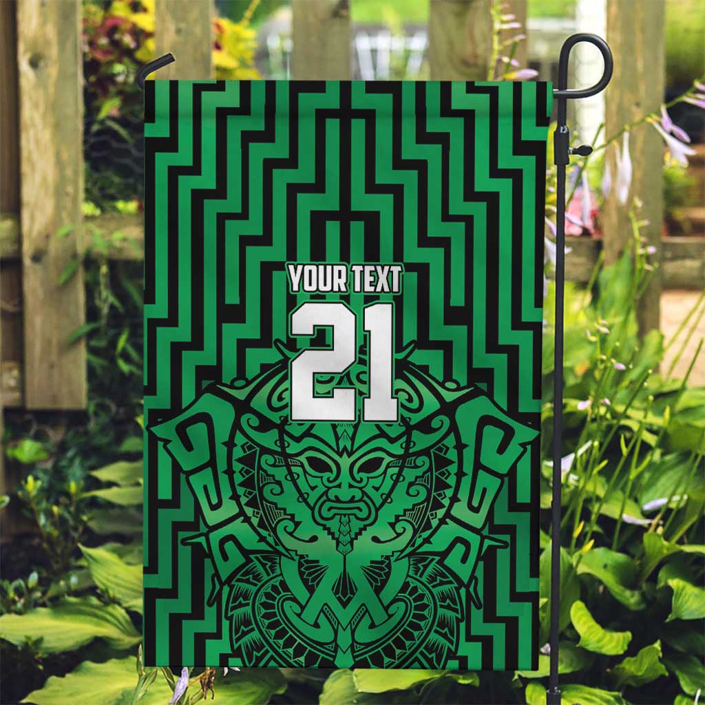 Custom Basketball New Zealand Garden Flag Green Maori Ta Moko Indigenous - Polynesian Pride