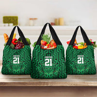 Custom Basketball New Zealand Grocery Bag Green Maori Ta Moko Indigenous LT9 3-pack One Size Green - Polynesian Pride