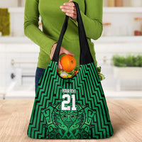 Custom Basketball New Zealand Grocery Bag Green Maori Ta Moko Indigenous LT9 - Polynesian Pride