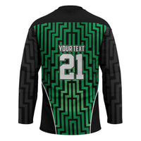 Custom Basketball New Zealand Hockey Jersey Green Maori Ta Moko Indigenous - Polynesian Pride