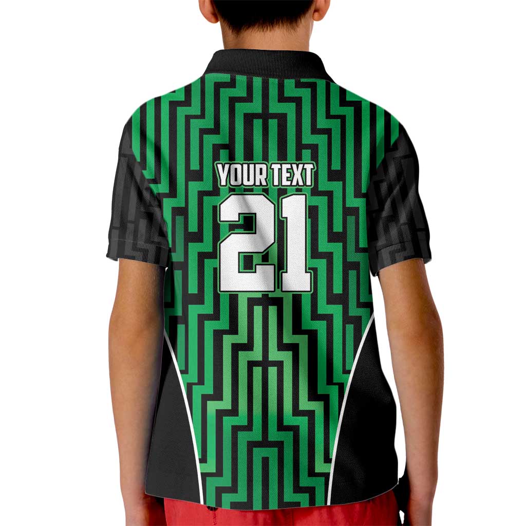 Custom Basketball New Zealand Kid Polo Shirt Green Maori Ta Moko Indigenous - Polynesian Pride