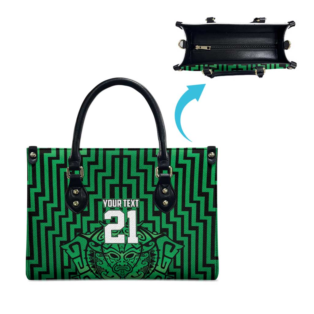 Custom Basketball New Zealand Leather Bag Green Maori Ta Moko Indigenous - Polynesian Pride