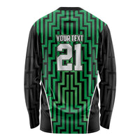 Custom Basketball New Zealand Long Sleeve Shirt Green Maori Ta Moko Indigenous - Polynesian Pride